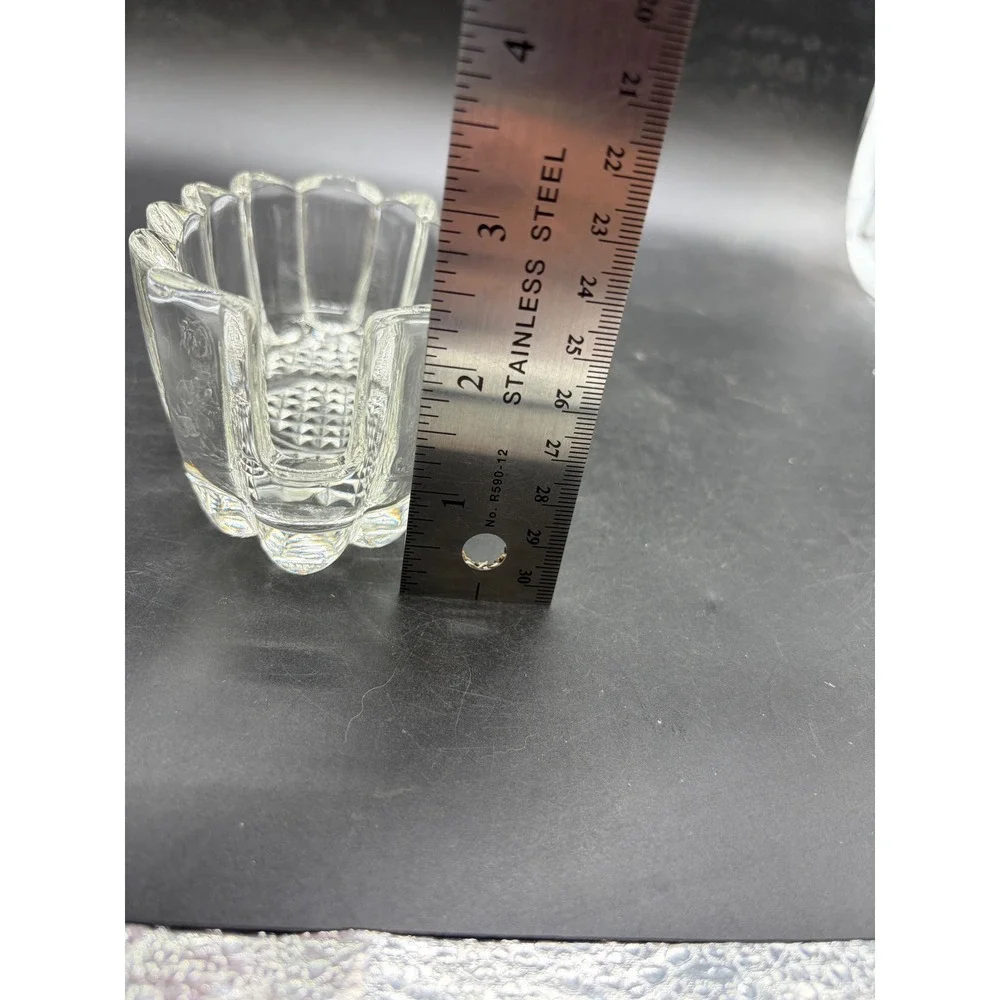 Vintage Clear Pressed Glass Scalloped Spoon & Fork Holder Dish Set of 2